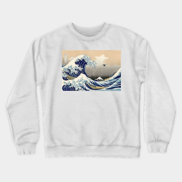 The Great Drone Wave Off Kanagawa Crewneck Sweatshirt by Skysharkx